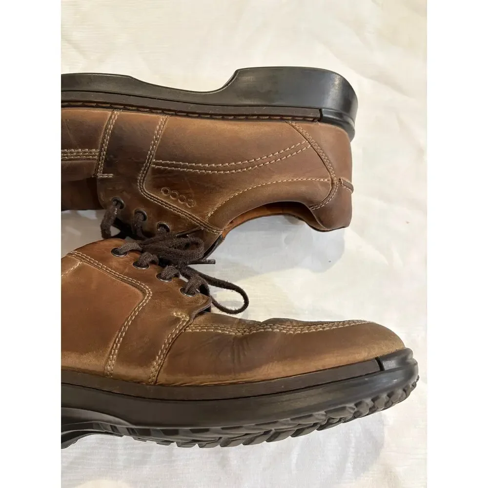 ECCO Fusion II Mens 11 EU 45 Brown Leather Tie Moc Shoe Casual Oxfords Lace up